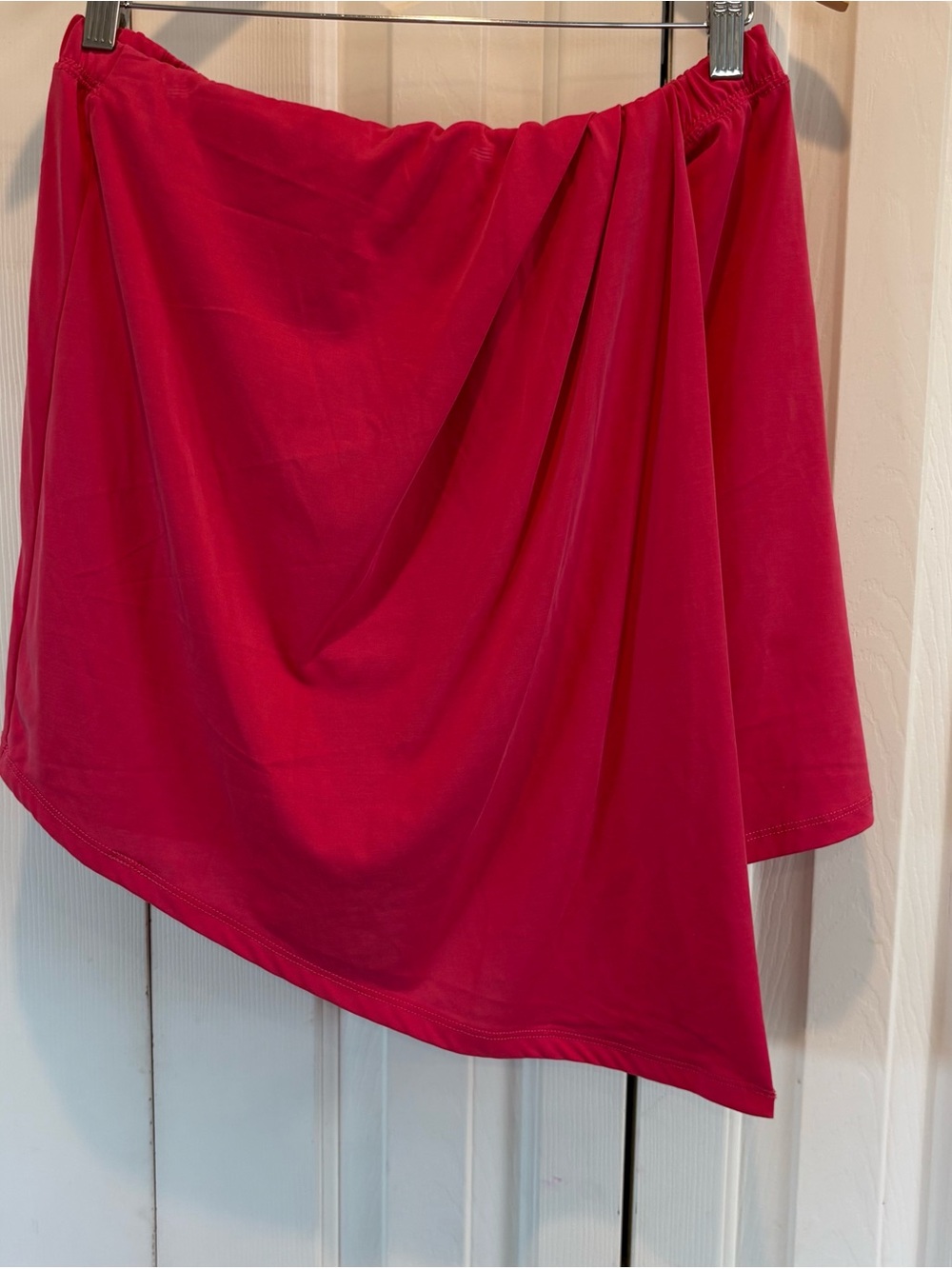 Anthropologie Raspberry Pink Drape FrontSarong Mini Skirt Asymmetrical Pull On M